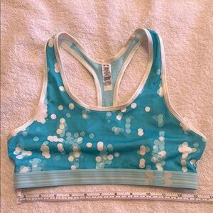 Under Armour youth large Teal and White Patterned Sports Bra